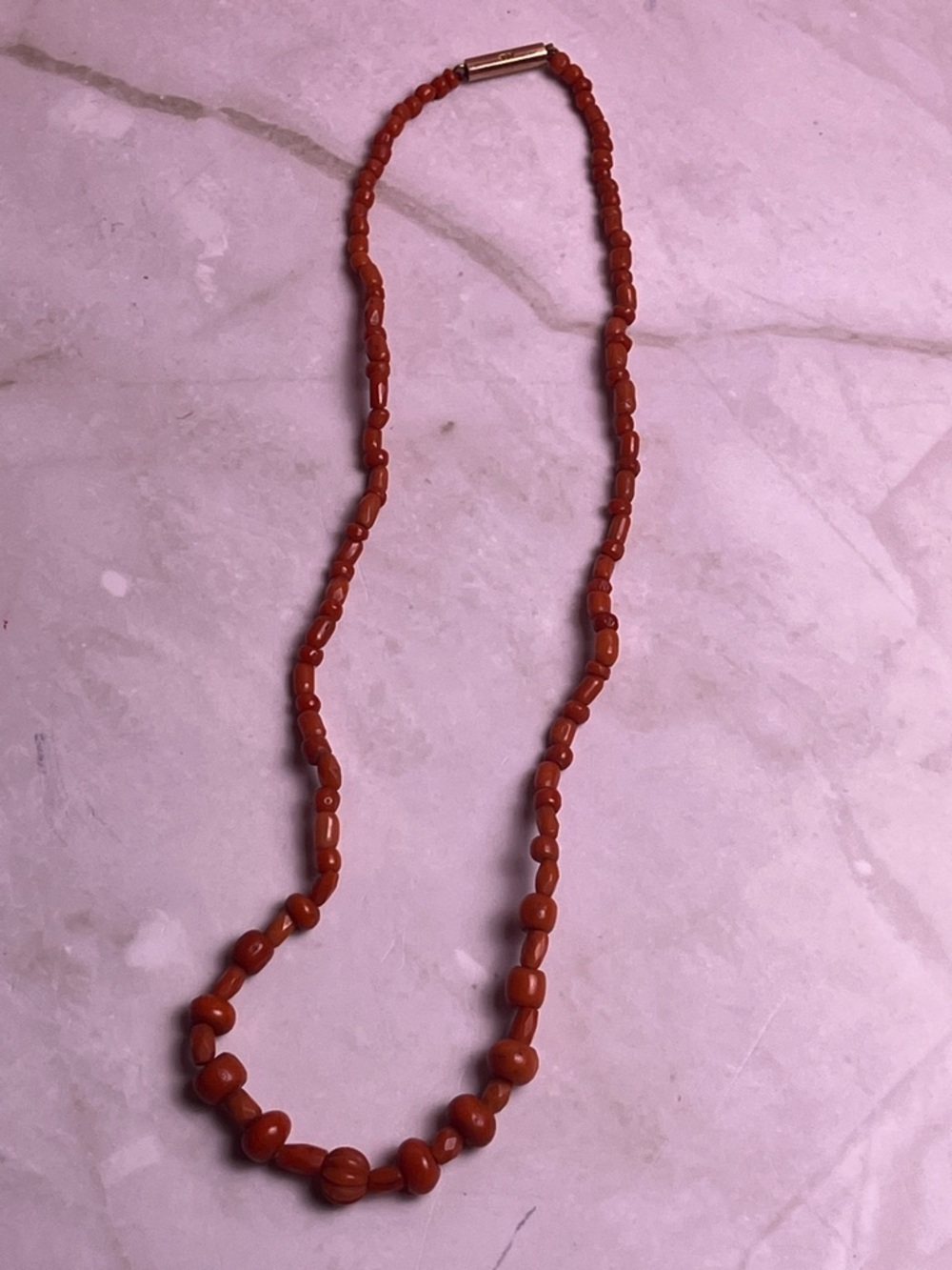 Antique 1900's  9k gold & Carnelian Beaded necklace - Picture 7 of 10